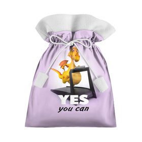 Подарочный 3D мешок с принтом Да, ты можешь! в Тюмени, 100% полиэстер | Размер: 29*39 см | dragon | бег | дракон | спорт | тренажёр | тренировка | фитнес