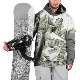 Накидка на куртку 3D с принтом Денежный ветер в Тюмени, 100% полиэстер |  | баксы | банкноты | деньги | доллары | купюры