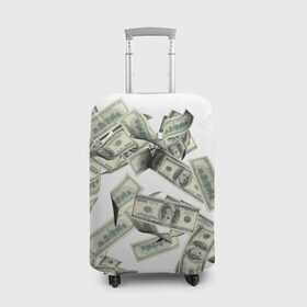 Чехол для чемодана 3D с принтом Денежный ветер в Тюмени, 86% полиэфир, 14% спандекс | двустороннее нанесение принта, прорези для ручек и колес | баксы | банкноты | деньги | доллары | купюры