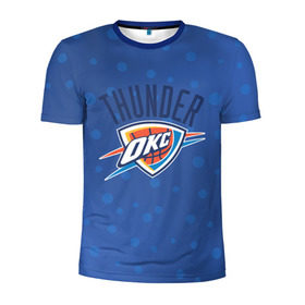 Мужская футболка 3D спортивная с принтом Оклахома в Тюмени, 100% полиэстер с улучшенными характеристиками | приталенный силуэт, круглая горловина, широкие плечи, сужается к линии бедра | Тематика изображения на принте: nba | oklahoma | oks | thunder | баскетбол | нба