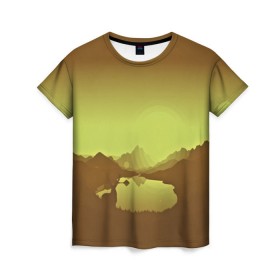 Женская футболка 3D с принтом Firewatch в Тюмени, 100% полиэфир ( синтетическое хлопкоподобное полотно) | прямой крой, круглый вырез горловины, длина до линии бедер | Тематика изображения на принте: закат | файрвотч
