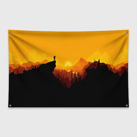 Флаг-баннер с принтом FIREWATCH в Тюмени, 100% полиэстер | размер 67 х 109 см, плотность ткани — 95 г/м2; по краям флага есть четыре люверса для крепления | закат | файрвотч