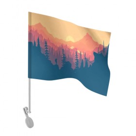 Флаг для автомобиля с принтом Adventure Game в Тюмени, 100% полиэстер | Размер: 30*21 см | adventure game | campo santo | exploration | firewatch | берег | горы | девушки | деревья | закат | лес | облака | озеро | оранжевое | пожарный | природа | силуэты | солнце