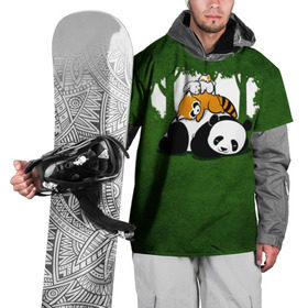 Накидка на куртку 3D с принтом Милая панда в Тюмени, 100% полиэстер |  | Тематика изображения на принте: большая | джунгли | енот | зайка | милая | панда | пушистая