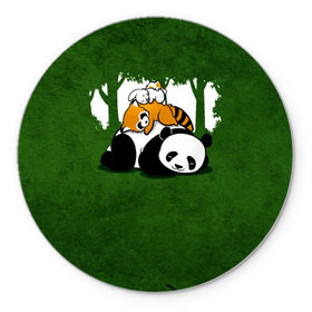 Коврик круглый с принтом Милая панда в Тюмени, резина и полиэстер | круглая форма, изображение наносится на всю лицевую часть | Тематика изображения на принте: большая | джунгли | енот | зайка | милая | панда | пушистая
