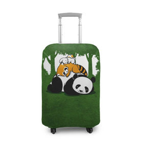 Чехол для чемодана 3D с принтом Милая панда в Тюмени, 86% полиэфир, 14% спандекс | двустороннее нанесение принта, прорези для ручек и колес | большая | джунгли | енот | зайка | милая | панда | пушистая