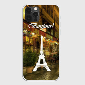 Чехол для iPhone 12 Pro Max с принтом Bonjour в Тюмени, Силикон |  | bonjour | cafes | eiffel tower | lights | night | paris street | shop windows | shops | the city | витрины | город | кафе | магазины | ночь | огни | париж | привет | улица | эйфелева башня