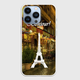 Чехол для iPhone 13 Pro с принтом Bonjour в Тюмени,  |  | bonjour | cafes | eiffel tower | lights | night | paris street | shop windows | shops | the city | витрины | город | кафе | магазины | ночь | огни | париж | привет | улица | эйфелева башня