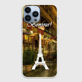 Чехол для iPhone 13 Pro Max с принтом Bonjour в Тюмени,  |  | bonjour | cafes | eiffel tower | lights | night | paris street | shop windows | shops | the city | витрины | город | кафе | магазины | ночь | огни | париж | привет | улица | эйфелева башня