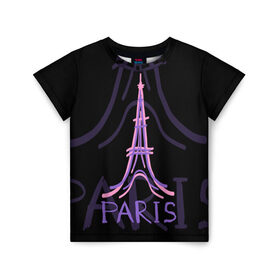 Детская футболка 3D с принтом Париж в Тюмени, 100% гипоаллергенный полиэфир | прямой крой, круглый вырез горловины, длина до линии бедер, чуть спущенное плечо, ткань немного тянется | Тематика изображения на принте: architecture | eiffel tower | france | paris | архитектура | париж | франция | эйфелева башня