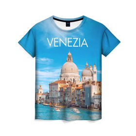 Женская футболка 3D с принтом Венеция в Тюмени, 100% полиэфир ( синтетическое хлопкоподобное полотно) | прямой крой, круглый вырез горловины, длина до линии бедер | boat | city | italy | mooring | sea | strait | street | temple area | venice | венеция | город | италия | лодки | море | площадь | причал | пролив | улицы | храм