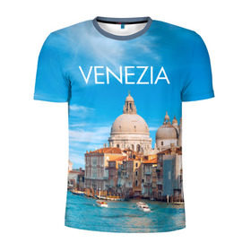 Мужская футболка 3D спортивная с принтом Венеция в Тюмени, 100% полиэстер с улучшенными характеристиками | приталенный силуэт, круглая горловина, широкие плечи, сужается к линии бедра | boat | city | italy | mooring | sea | strait | street | temple area | venice | венеция | город | италия | лодки | море | площадь | причал | пролив | улицы | храм