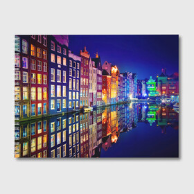 Альбом для рисования с принтом Амстердама Нидерланды в Тюмени, 100% бумага
 | матовая бумага, плотность 200 мг. | Тематика изображения на принте: amsterdam | boat | bright | color | lights | night | pier | rainbow | reflection | the city | the netherlands | the strait | water | амстердама | вода | город | лодка | нидерланды | ночь | огни | отражение | причал | пролив | радуга | цвет | яркий