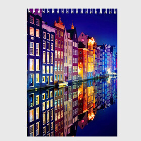 Скетчбук с принтом Амстердама Нидерланды в Тюмени, 100% бумага
 | 48 листов, плотность листов — 100 г/м2, плотность картонной обложки — 250 г/м2. Листы скреплены сверху удобной пружинной спиралью | Тематика изображения на принте: amsterdam | boat | bright | color | lights | night | pier | rainbow | reflection | the city | the netherlands | the strait | water | амстердама | вода | город | лодка | нидерланды | ночь | огни | отражение | причал | пролив | радуга | цвет | яркий