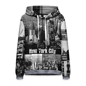 Мужская толстовка 3D с принтом Улицы Нью-Йорка в Тюмени, 100% полиэстер | двухслойный капюшон со шнурком для регулировки, мягкие манжеты на рукавах и по низу толстовки, спереди карман-кенгуру с мягким внутренним слоем. | city | collage | houses | new york | skyscrapers | streets | usa | город | дома | коллаж | нью йорка | сша | улицы