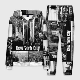 Мужской костюм 3D с принтом Улицы Нью-Йорка в Тюмени, 100% полиэстер | Манжеты и пояс оформлены тканевой резинкой, двухслойный капюшон со шнурком для регулировки, карманы спереди | city | collage | houses | new york | skyscrapers | streets | usa | город | дома | коллаж | нью йорка | сша | улицы