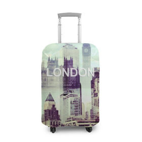 Чехол для чемодана 3D с принтом Улицы Лондона в Тюмени, 86% полиэфир, 14% спандекс | двустороннее нанесение принта, прорези для ручек и колес | collage | england | london | англия | коллаж | лондон