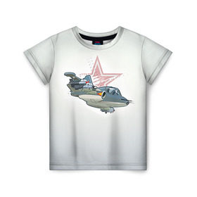 Детская футболка 3D с принтом Су-25 в Тюмени, 100% гипоаллергенный полиэфир | прямой крой, круглый вырез горловины, длина до линии бедер, чуть спущенное плечо, ткань немного тянется | авиация