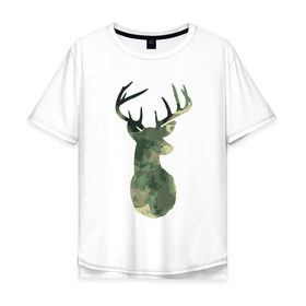 Мужская футболка хлопок Oversize с принтом Deer Aquarelle в Тюмени, 100% хлопок | свободный крой, круглый ворот, “спинка” длиннее передней части | Тематика изображения на принте: 