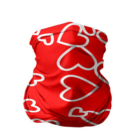 Бандана-труба 3D с принтом Сердечки в Тюмени, 100% полиэстер, ткань с особыми свойствами — Activecool | плотность 150‒180 г/м2; хорошо тянется, но сохраняет форму | красный | паттерн | сердечки