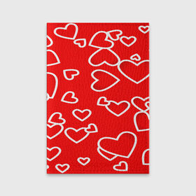 Обложка для паспорта матовая кожа с принтом Сердечки в Тюмени, натуральная матовая кожа | размер 19,3 х 13,7 см; прозрачные пластиковые крепления | Тематика изображения на принте: красный | паттерн | сердечки