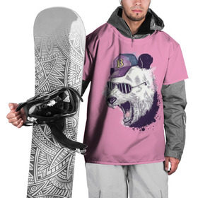 Накидка на куртку 3D с принтом Панда в бейсболке в Тюмени, 100% полиэстер |  | Тематика изображения на принте: бейсболка | минимализм | очки | панда