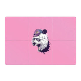 Магнитный плакат 3Х2 с принтом Панда в бейсболке в Тюмени, Полимерный материал с магнитным слоем | 6 деталей размером 9*9 см | бейсболка | минимализм | очки | панда