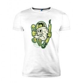 Мужская футболка премиум с принтом Художник-космонавт в Тюмени, 92% хлопок, 8% лайкра | приталенный силуэт, круглый вырез ворота, длина до линии бедра, короткий рукав | 