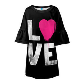 Детское платье 3D с принтом Love в Тюмени, 100% полиэстер | прямой силуэт, чуть расширенный к низу. Круглая горловина, на рукавах — воланы | amour | faith | happy | heart | hope | love | амур | вера | любовь | надежда | сердце | счастье