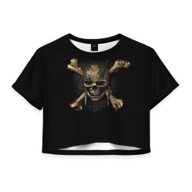 Женская футболка 3D укороченная с принтом Пираты Карибского моря 5 в Тюмени, 100% полиэстер | круглая горловина, длина футболки до линии талии, рукава с отворотами | мертвецы | салазар