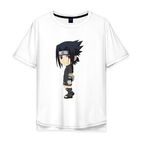 Мужская футболка хлопок Oversize с принтом Sasuke Uchiha в Тюмени, 100% хлопок | свободный крой, круглый ворот, “спинка” длиннее передней части | Тематика изображения на принте: 