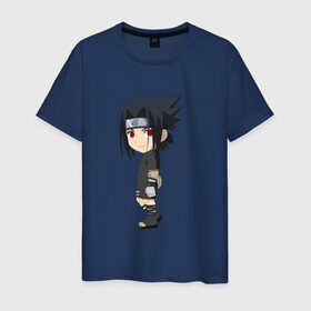 Мужская футболка хлопок с принтом Sasuke Uchiha в Тюмени, 100% хлопок | прямой крой, круглый вырез горловины, длина до линии бедер, слегка спущенное плечо. | 