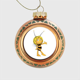 Стеклянный ёлочный шар с принтом Пчелка Майя в Тюмени, Стекло | Диаметр: 80 мм | Тематика изображения на принте: пчелка майя