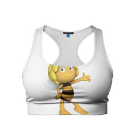 Женский спортивный топ 3D с принтом Пчелка Майя в Тюмени, 82% полиэстер, 18% спандекс Ткань безопасна для здоровья, позволяет коже дышать, не мнется и не растягивается |  | пчелка майя