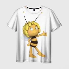 Мужская футболка 3D с принтом Пчелка Майя в Тюмени, 100% полиэфир | прямой крой, круглый вырез горловины, длина до линии бедер | пчелка майя