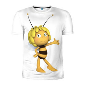 Мужская футболка 3D спортивная с принтом Пчелка Майя в Тюмени, 100% полиэстер с улучшенными характеристиками | приталенный силуэт, круглая горловина, широкие плечи, сужается к линии бедра | Тематика изображения на принте: пчелка майя