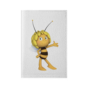 Обложка для паспорта матовая кожа с принтом Пчелка Майя в Тюмени, натуральная матовая кожа | размер 19,3 х 13,7 см; прозрачные пластиковые крепления | пчелка майя