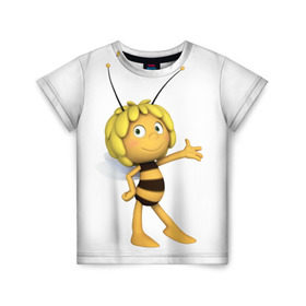 Детская футболка 3D с принтом Пчелка Майя в Тюмени, 100% гипоаллергенный полиэфир | прямой крой, круглый вырез горловины, длина до линии бедер, чуть спущенное плечо, ткань немного тянется | пчелка майя