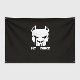 Флаг-баннер с принтом Pit Force в Тюмени, 100% полиэстер | размер 67 х 109 см, плотность ткани — 95 г/м2; по краям флага есть четыре люверса для крепления | pit force | белый | боец | друг человека | животные | питбуль | порода | собака | цвет | чёрный