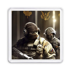 Магнит 55*55 с принтом Tom Clancy Rainbow Six в Тюмени, Пластик | Размер: 65*65 мм; Размер печати: 55*55 мм | clancy | rainbow | six | tom | автоматы | игры | маски | мужчины | осада | солдаты