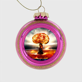 Стеклянный ёлочный шар с принтом Атомный взрыв в Тюмени, Стекло | Диаметр: 80 мм | city | earth | explosion | mushroom | night | nuclear | sky | атомный | взрыв | город | гриб | земля | небо | ночь