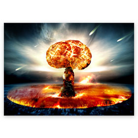 Поздравительная открытка с принтом Атомный взрыв в Тюмени, 100% бумага | плотность бумаги 280 г/м2, матовая, на обратной стороне линовка и место для марки
 | Тематика изображения на принте: city | earth | explosion | mushroom | night | nuclear | sky | атомный | взрыв | город | гриб | земля | небо | ночь