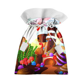 Подарочный 3D мешок с принтом Candy Town в Тюмени, 100% полиэстер | Размер: 29*39 см | Тематика изображения на принте: конфеты | пирожные | сладости | яркий