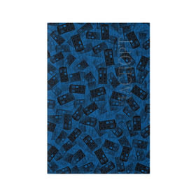 Обложка для паспорта матовая кожа с принтом Будки Тардис в Тюмени, натуральная матовая кожа | размер 19,3 х 13,7 см; прозрачные пластиковые крепления | doctor | tardis | who | доктор | кто | машина времени | паттерн | синий | туалет