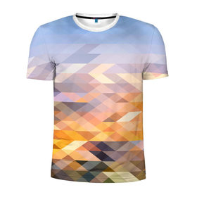 Мужская футболка 3D спортивная с принтом Абстрактный геометрический фон в Тюмени, 100% полиэстер с улучшенными характеристиками | приталенный силуэт, круглая горловина, широкие плечи, сужается к линии бедра | абстракция | геометрический | мозаика | ромб | треугольник | триангуляция