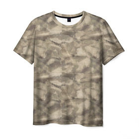 Мужская футболка 3D с принтом Камуфляж в Тюмени, 100% полиэфир | прямой крой, круглый вырез горловины, длина до линии бедер | Тематика изображения на принте: камуфляж | песок | пустыня | разведка | спецназ