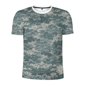 Мужская футболка 3D спортивная с принтом Камуфляж пиксельный в Тюмени, 100% полиэстер с улучшенными характеристиками | приталенный силуэт, круглая горловина, широкие плечи, сужается к линии бедра | армия | камуфляж | пиксель