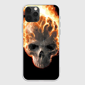 Чехол для iPhone 12 Pro Max с принтом Череп в огне в Тюмени, Силикон |  | background | black | death | fire | flame | skeleton | skull | огонь | пламя | скелет | фон | череп | черный