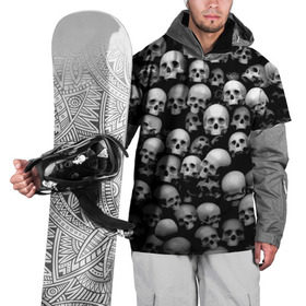 Накидка на куртку 3D с принтом Черепа в Тюмени, 100% полиэстер |  | Тематика изображения на принте: background | black | death | skeletons | skull | скелеты | фон | черепа | черный