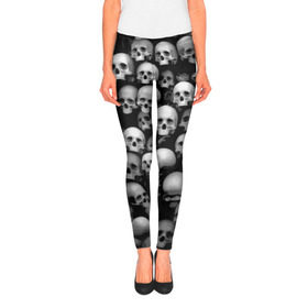 Леггинсы 3D с принтом Черепа в Тюмени, 80% полиэстер, 20% эластан | Эластичный пояс, зауженные к низу, низкая посадка | Тематика изображения на принте: background | black | death | skeletons | skull | скелеты | фон | черепа | черный